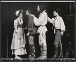 Unidentified actress and actor, Raul Julia, and Kathleen Widdoes in the New York Shakespeare Festival stage production As You Like It