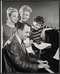 Arnold Goland(?), Carol Glade, Joleen Fodor, and Elmarie Wendel in rehearsal for the stage production Babes in the Wood