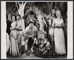 Publicity photo of (clockwise from left) Ruth Buzzi, Danny Carroll, Richard Charles Hoh, Carol Glade, Don Stewart, Joleen Fodor, Elmarie Wendel, and Kenneth McMillan in the stage production Babes in the Wood