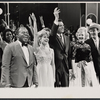 Louis Armstrong [left], Jane Powell [second from left], Dale Evans [second from right], Roy Rogers [right] and unidentified others in background in the television production The Bell Telephone Hour