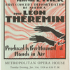 Front cover of flyer for Leon Theremin program at Metropolitan Opera House, Tuesday Jan. 31, 1928