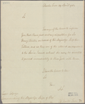 Letter to Capt. [John] Colpoys Commanding Ships of War [Orpheus Frigate], off Charlestown