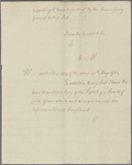 Letter to John Smith, Secretary to the Commander-in-chief [New York]