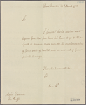 Letter to Major [Thomas] Dawson, The Buffs [3rd Foot Regt., Charleston]