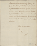 Letter to Capt. [John] Colpoys, Commanding Ships of War, off Charlestown