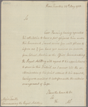 Letter to Major Traille, Commanding Royal Artillery [Charleston]