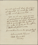 Letter to Maj. Frasier [Thomas Fraser]
