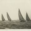 Close race between R class boats.