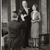 Unidentified actor, Melvyn Douglas, and Leora Dana in the stage production The Best Man