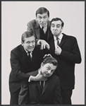 Don Cullen, James Valentine, Joel Fabiani and Robert Cessna in the stage production Beyond the Fringe '65.