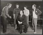 Jason Robards, Elizabeth Wilson, Martin Gabel, Ruth White and Hume Cronyn in rehearsal for the stage production Big Fish, Little Fish
