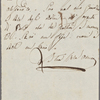 Autograph letter signed, after 10 March-? 31 March 1820