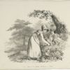 Woman cutting ferns.