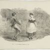 Young man and woman dancing.