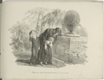 Woman and children mourning at a gravestone.
