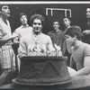 Leonard Frey and Robert La Tourneaux (foreground), and Cliff Gorman, Frederick Combs, Keith Prentice, Peter White, and Laurence Luckinbill (background) in the stage production The Boys in the Band