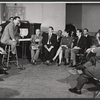 Sam Levene, Theodore Bikel, Brenda Lewis, Tommy Rall, Alan Alda and ensemble in rehearsal for the stage production Cafe Crown