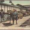 Transporting tea in chests for export.