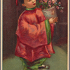 Chinese child holding bouquet
