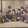 Girls playing Uta-garuta.