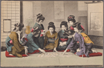 Girls playing Uta-garuta.