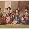 Maiko and geisha playing musical instruments.