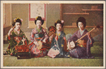 Maiko and geisha playing musical instruments.
