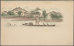 Cormorant fisherman in ubune wearing straw raincoat (mino).