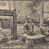 Statue of Buddha and ancient carvings on stone, Anuradhapura, Ceylon.