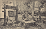 Statue of Buddha and ancient carvings on stone, Anuradhapura, Ceylon.