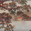 View of the Temple of the Holy Tooth and Library from across the lake, Kandy, Ceylon.