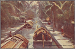 Negombo Canal and padda boats, Ceylon.