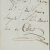 Autograph note unsigned to Lord Byron, February-mid-July 1820