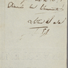 Autograph note signed to Lord Byron, February-mid-July 1820