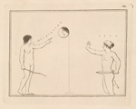 Two women, one with a long and pointed instrument and the other with a two-edged sword prepare to fight before the image of Diana Taurica