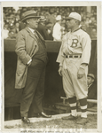 Giants and Braves open Natl. League season at Polo Gr'd : Manager John McGraw of the Giants and Manager Mitchell of the Boston Braves, greet each other before the game at the Polo Grounds, this afternoon, opening the 1923 National League Championship season, 4/26/23.