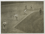 Burns caught between second and third.