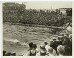 Weismuller [Weissmuller] beating Blake easily and world's record.