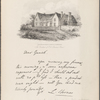 Parsonage house Coxwold, Yorkshire. The residence of Laurence Sterne.  [Facsimile of letter by Laurence Sterne.]