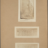 [From top:] Saranac Lake Stevenson memorial. Copyright, by Gutzon Borglum, 1915 [Memorial tablet designed by Gutzon Borglum and placed on the cottage (by the Stevenson Society of America) occupied by RLS during his stay in Saranac Lake, N.Y. Bronze bas-relief about 31 x 18 inches.].  [Inscription on tomb of Robert Louis Stevenson. Original wood-carving from which this was made is at the Memorial Cottage, Saranac Lake, N.Y., in possession of The Stevenson Society of America.]  [Inscription on tomb of Robert Louis Stevenson. The original wood-carving from which this was made is in the possession of The Stevenson Society of America and on view at the Memorial Cottage, Saranac Lake, N.Y.]