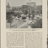 The police headquarter tents on Portsmouth Square beside the Stevenson monument ruins of Chinatown Hotel Piermont, and Grace Church in background.