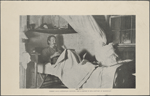 Robert Louis Stevenson playing the clarinet in his cottage at Honolulu.