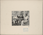 Robert Louis Stevenson and King Kalakua of the Kingdom of Hawaii and one other person seated at a table