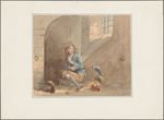 Barnaby Rudge. Browne, H. K. Original water color drawing of Barnaby and his raven