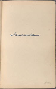 Memoranda book, with accompanied by material written by Charles Dickens