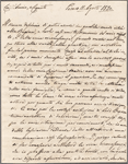 Autograph letter signed to Ruggiero Gamba, 11 August 1820