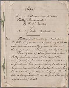 Henry Willey Reveley manuscript material