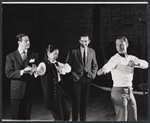 Don Ameche, Monica Boyar, John Battles and choreographer Bob Atwood rehearsing the stage production 13 Daughters