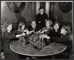 Sharon Gans, April Shawhan, Paul Ford, Gower Champion, Nancy Marchand, Joe Ponazecki and Leigh Taylor-Young in the stage production 3 Bags Full
