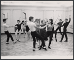 Choreographer Agnes de Mille, Scooter Teague, Lesley Ann Warren and ensemble dancers in rehearsal for the stage production of 110 in the Shade